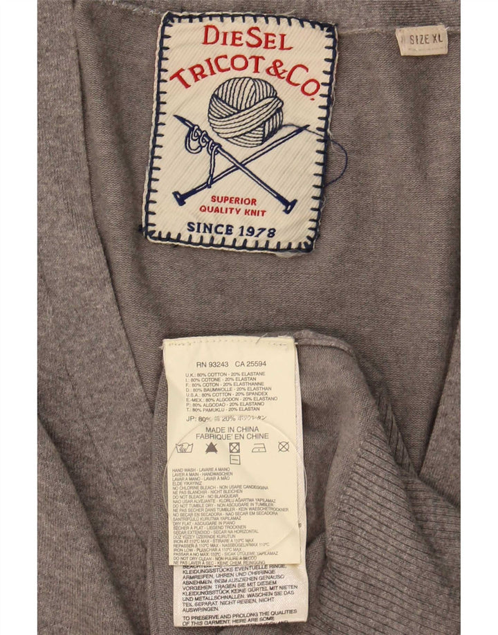 Suéter Cardigan Masculino Diesel XL Algodão Cinza