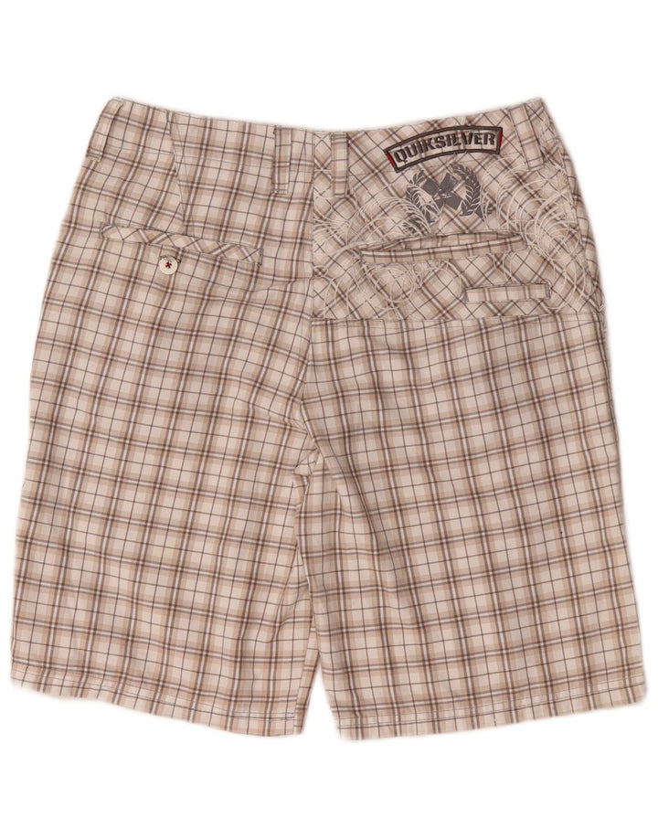 Quiksilver Mens Graphic Chino Shorts Médio W32 Poliéster Xadrez Bege