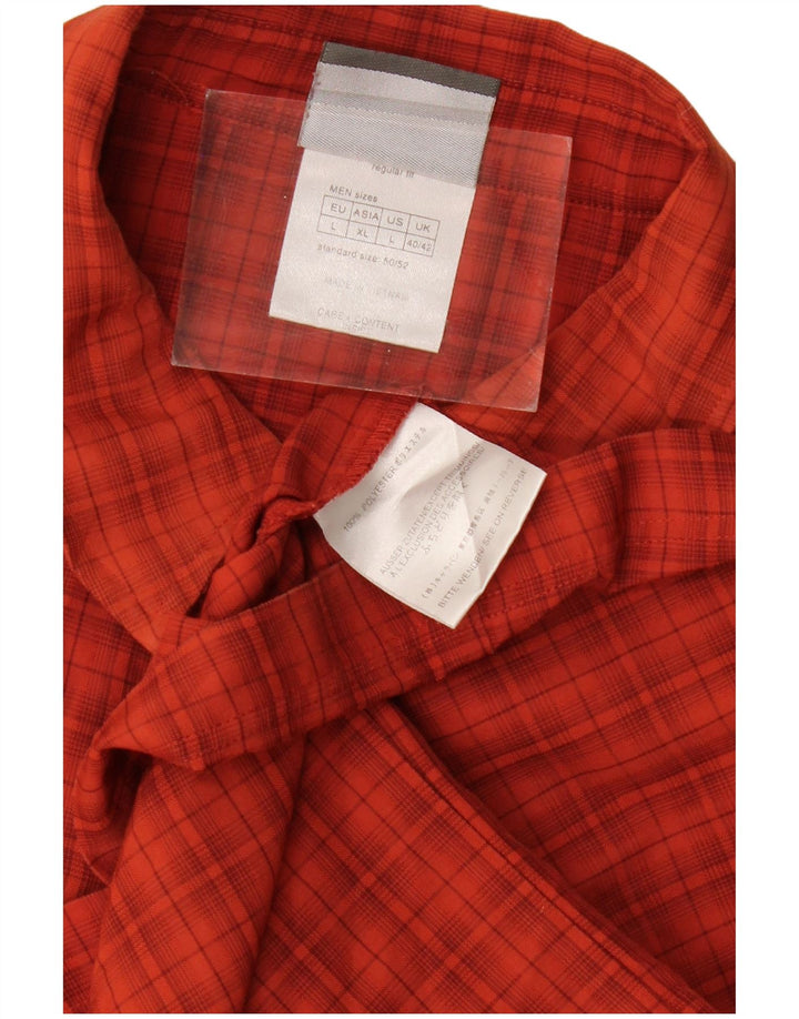 Camisa masculina de manga curta JACK WOLFSKIN Reino Unido 40/42 grande poliéster xadrez vermelho