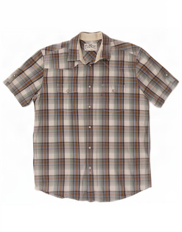 Camisa masculina de manga curta Levi's grande xadrez multicolorida