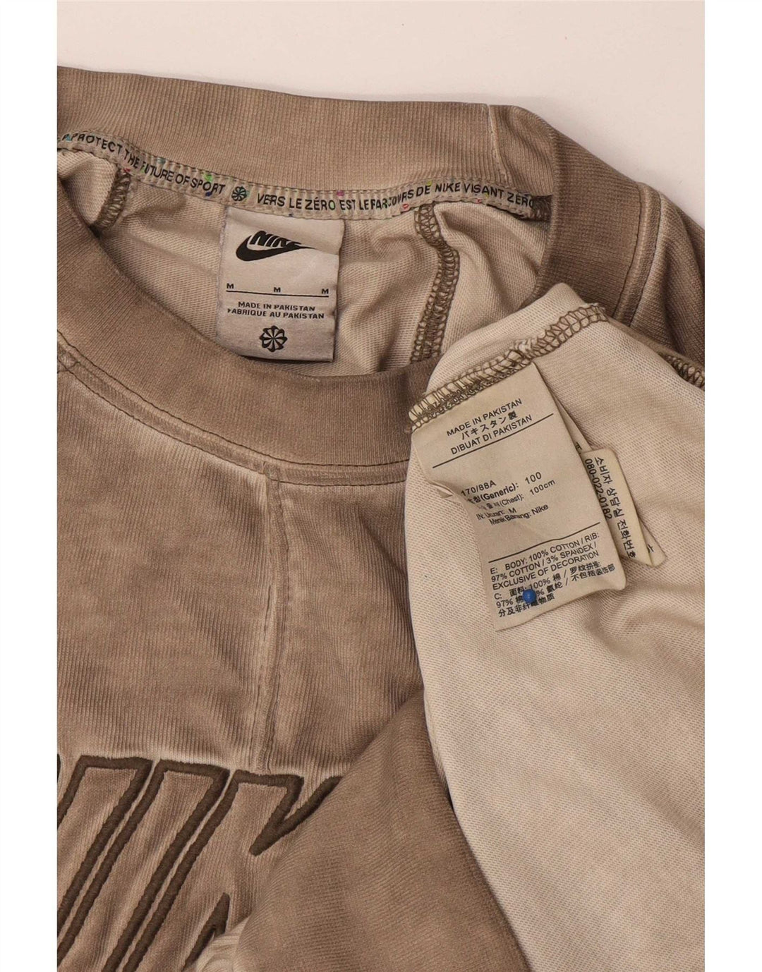Nike masculino gráfico moletom jumper médio bege algodão