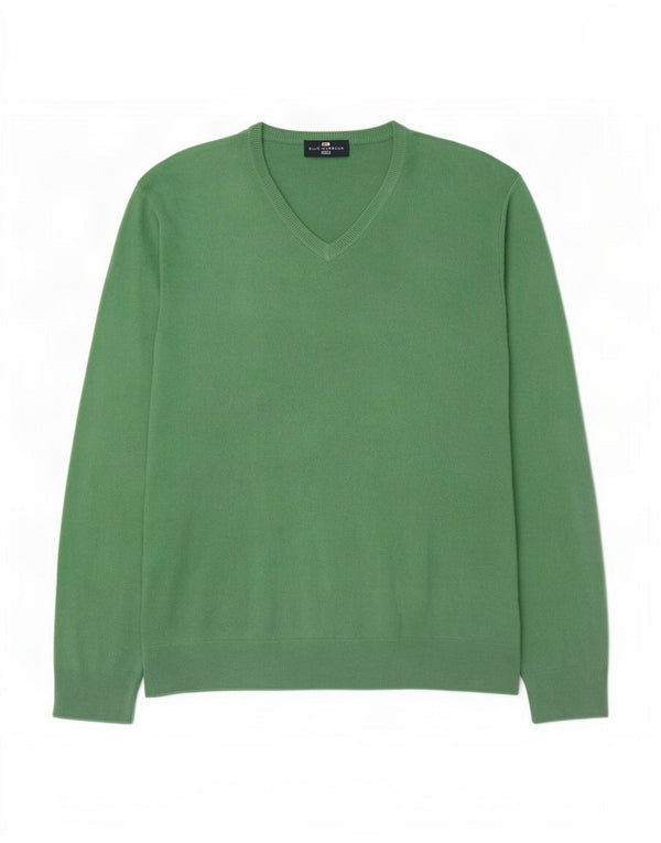 Marks & Spencer Mens V-Neck Jumper Sweater Large Green Acrylic
