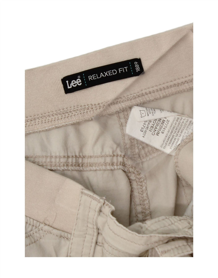 Shorts cargo feminino LEE com ajuste relaxado US 14 XL W36 algodão bege