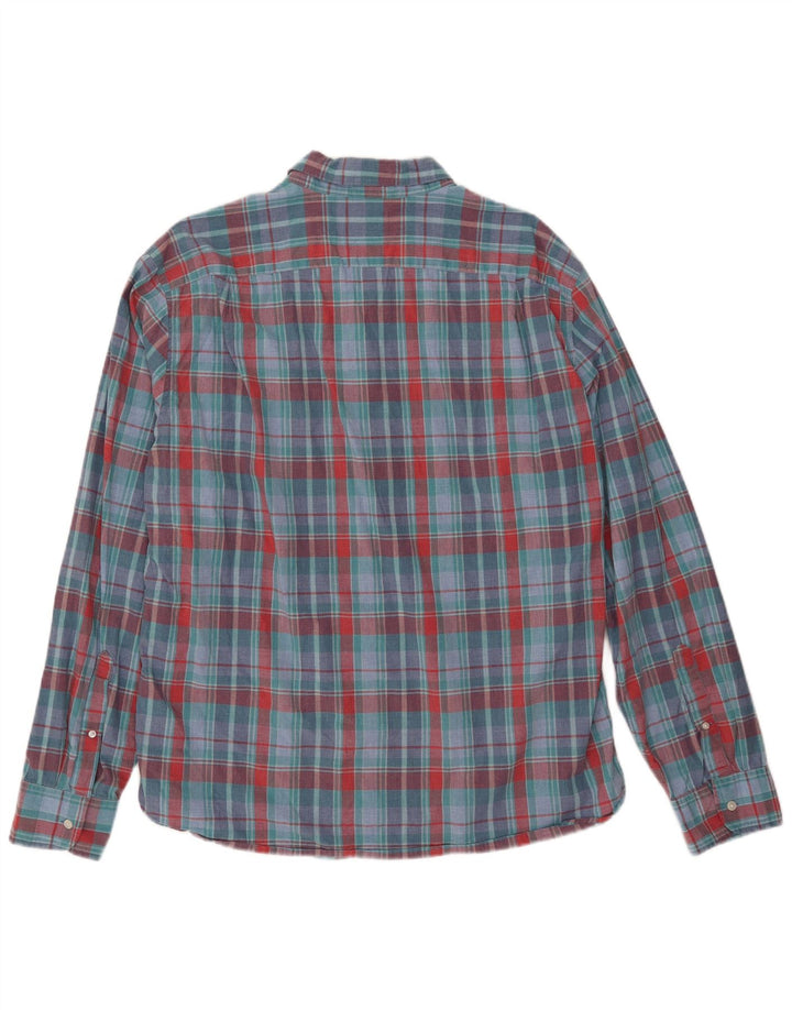 Camisa Slim Masculina J. Crew XL Azul Xadrez Algodão