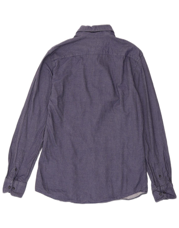Camisa masculina Massimo Dutti de algodão azul marinho médio