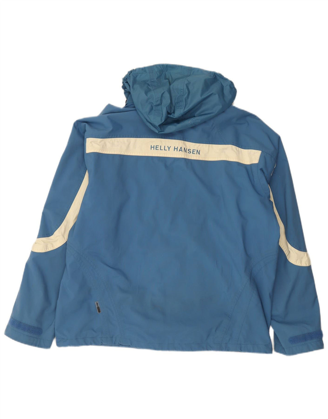 Jaqueta corta-vento masculina Helly Hansen com capuz UK 40 grande bloco colorido azul