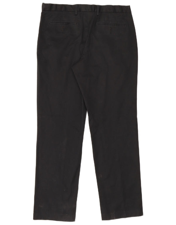 Calça masculina de terno reto Marks & Spencer sob medida W34 L31 preta