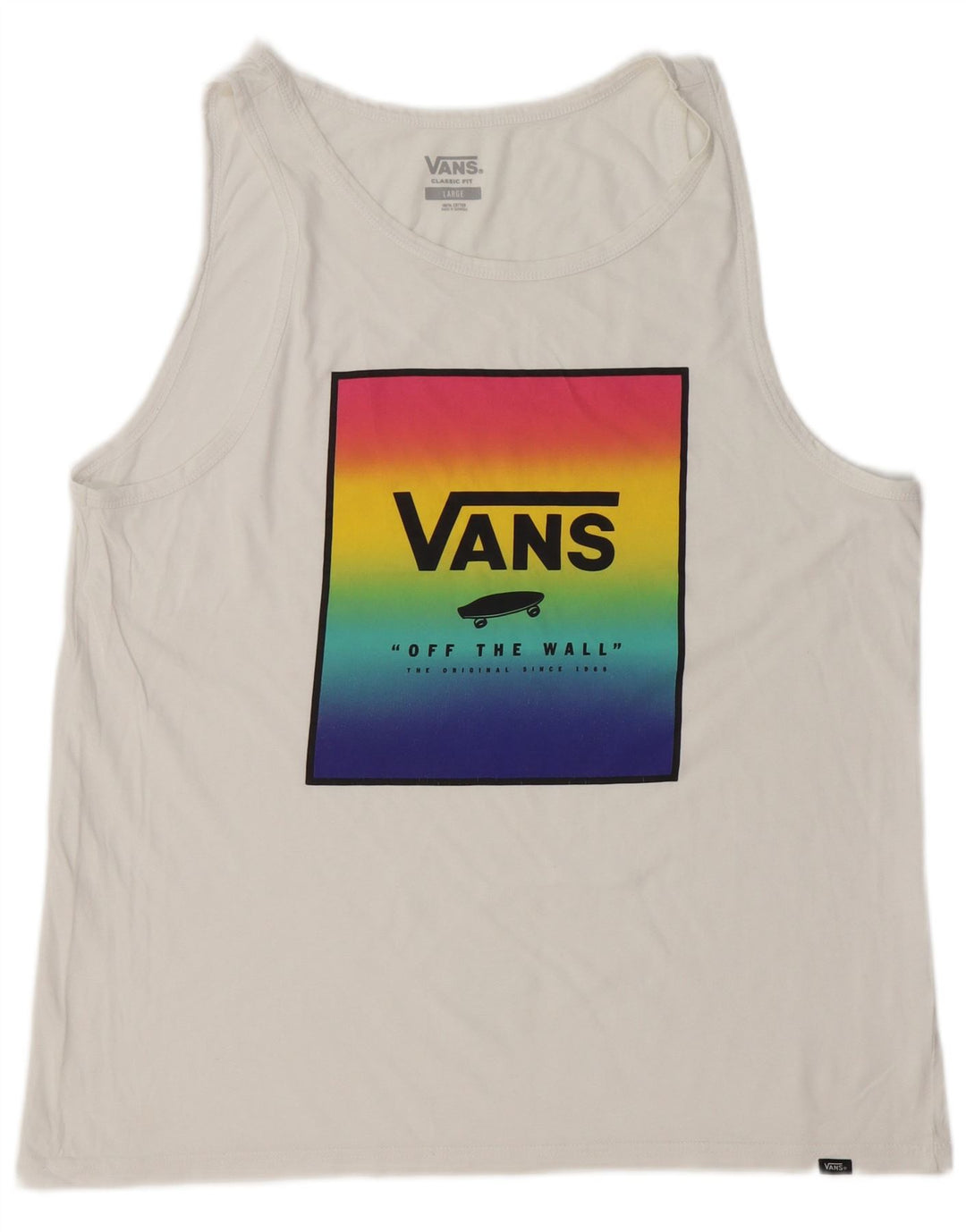 Vans Masculino Classic Fit Graphic Vest Top Grande Algodão Branco