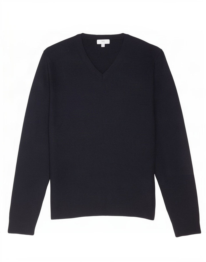 Suéter feminino Marks & Spencer com decote em V Reino Unido 16 grande viscose preta
