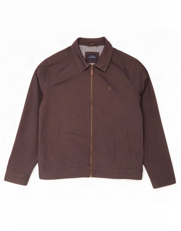 Jaqueta bomber masculina Marks & Spencer Blue Harbor Reino Unido 42 XL algodão marrom