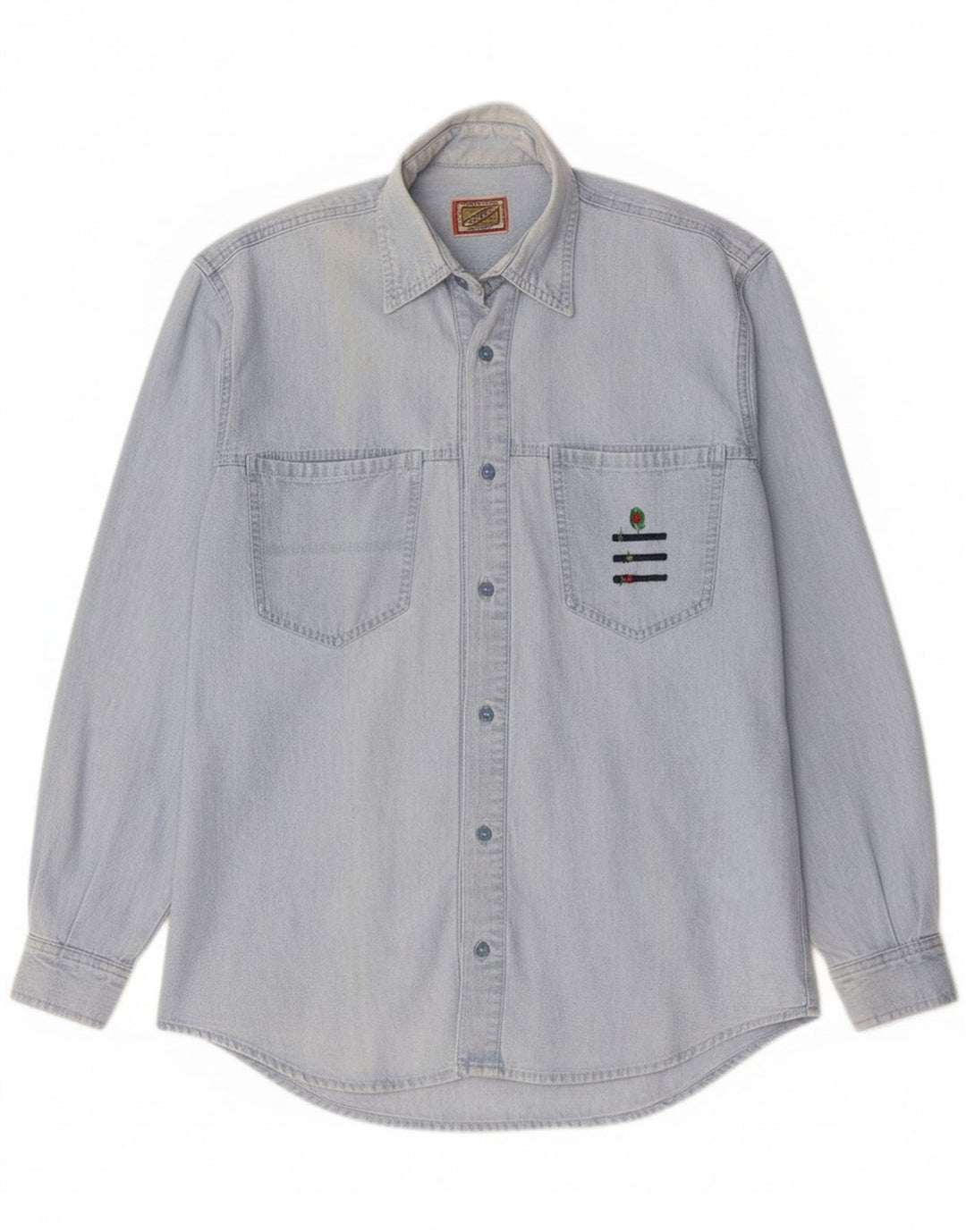 Camisa jeans masculina Quarry algodão azul médio