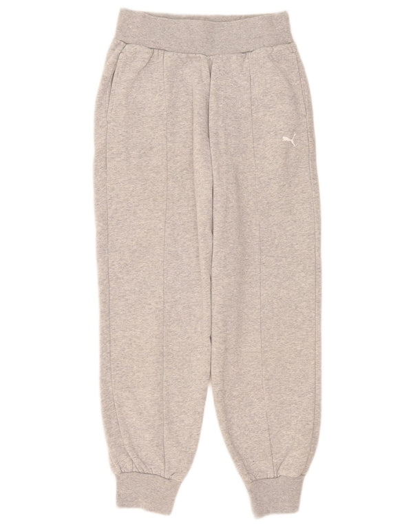Calça esportiva feminina Puma Graphic Joggers UK 4 XS cinza manchado de algodão
