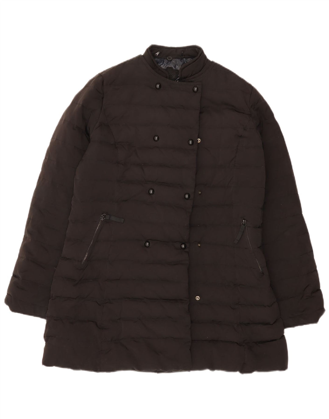 Casaco acolchoado feminino Massimo Dutti UK 16 grande poliéster preto