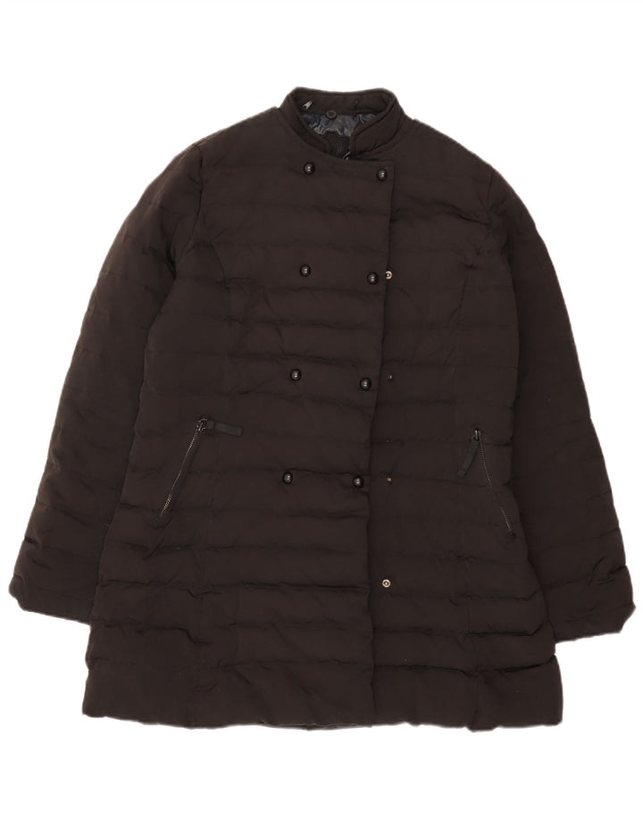 Casaco acolchoado feminino Massimo Dutti UK 16 grande poliéster preto
