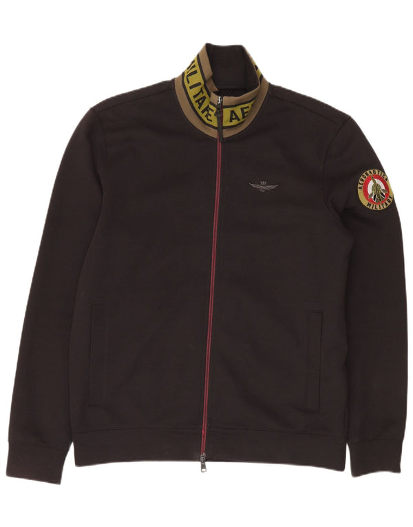 AERONAUTICA MILITARE Jaqueta masculina de agasalho gráfico XL preto poliéster