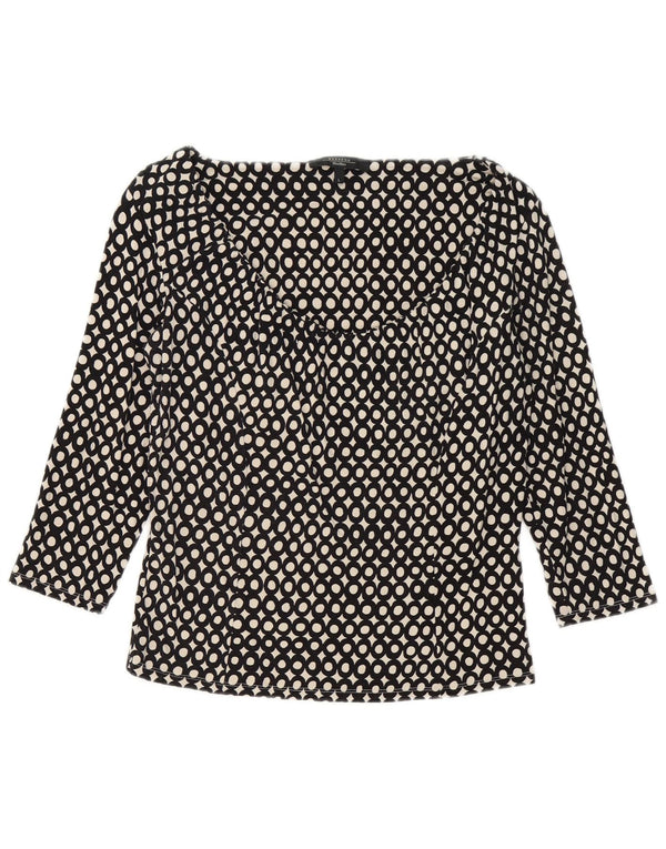 Max Mara Womens Weekend Top 3/4 Sleeve UK 14 Large Black Geometric Viscose