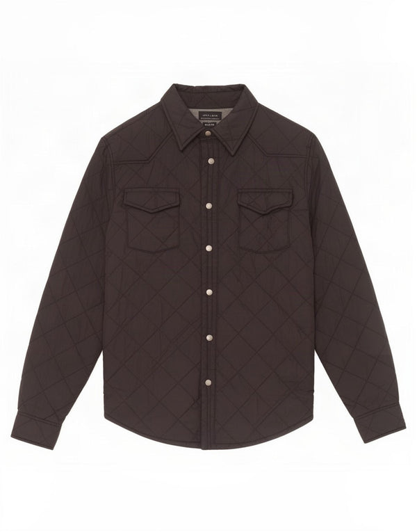 Camisa masculina Zara Slim Fit acolchoada camisa média preta de nylon