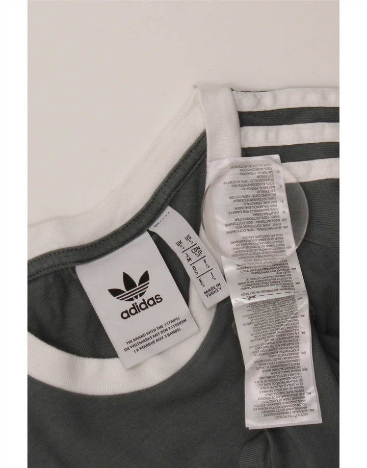 Adidas Mens T-Shirt Top Pequeno Cinza Colorblock Algodão