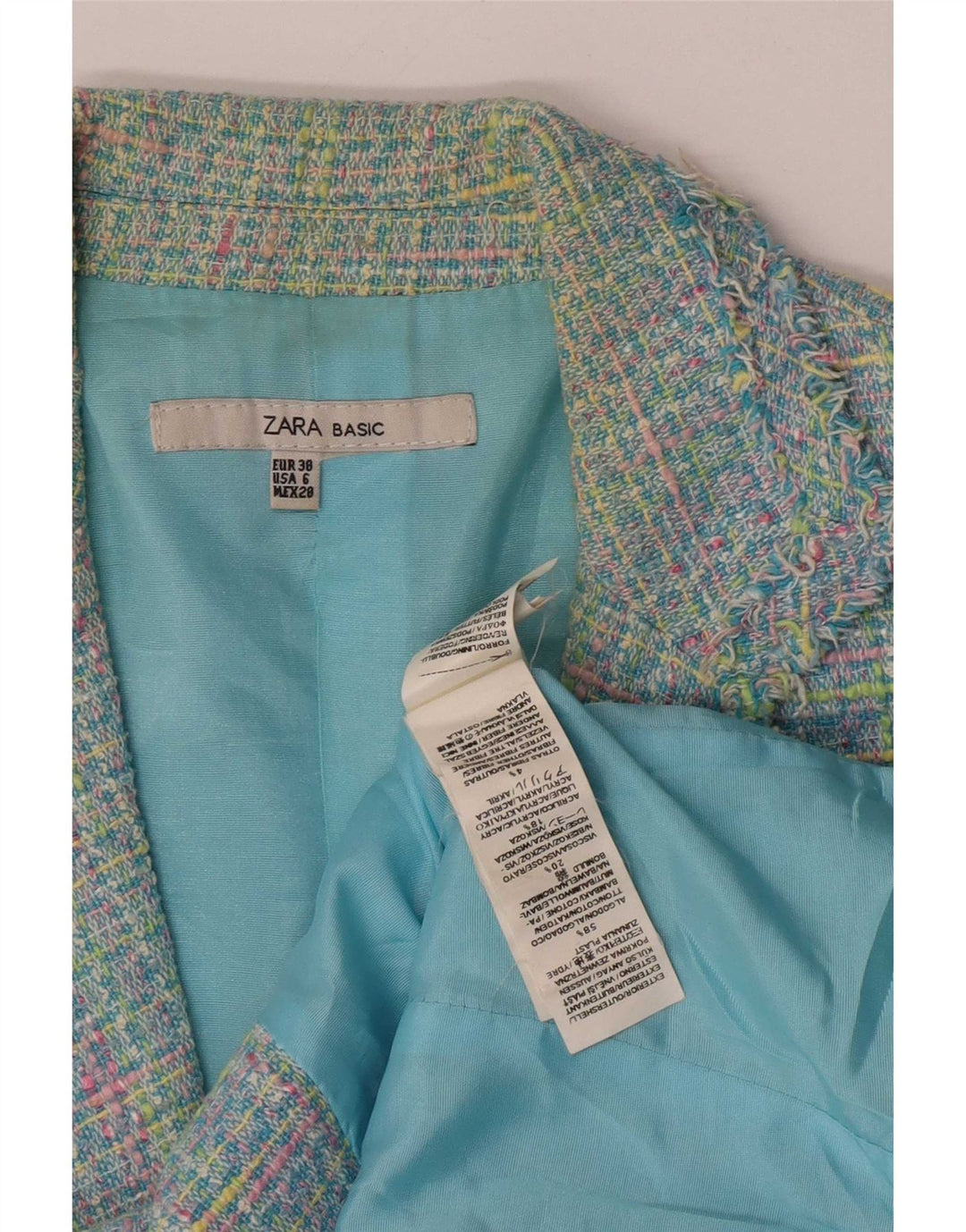 Jaqueta blazer feminina Zara manga 3/4 UE 38 pequena xadrez multicolorida