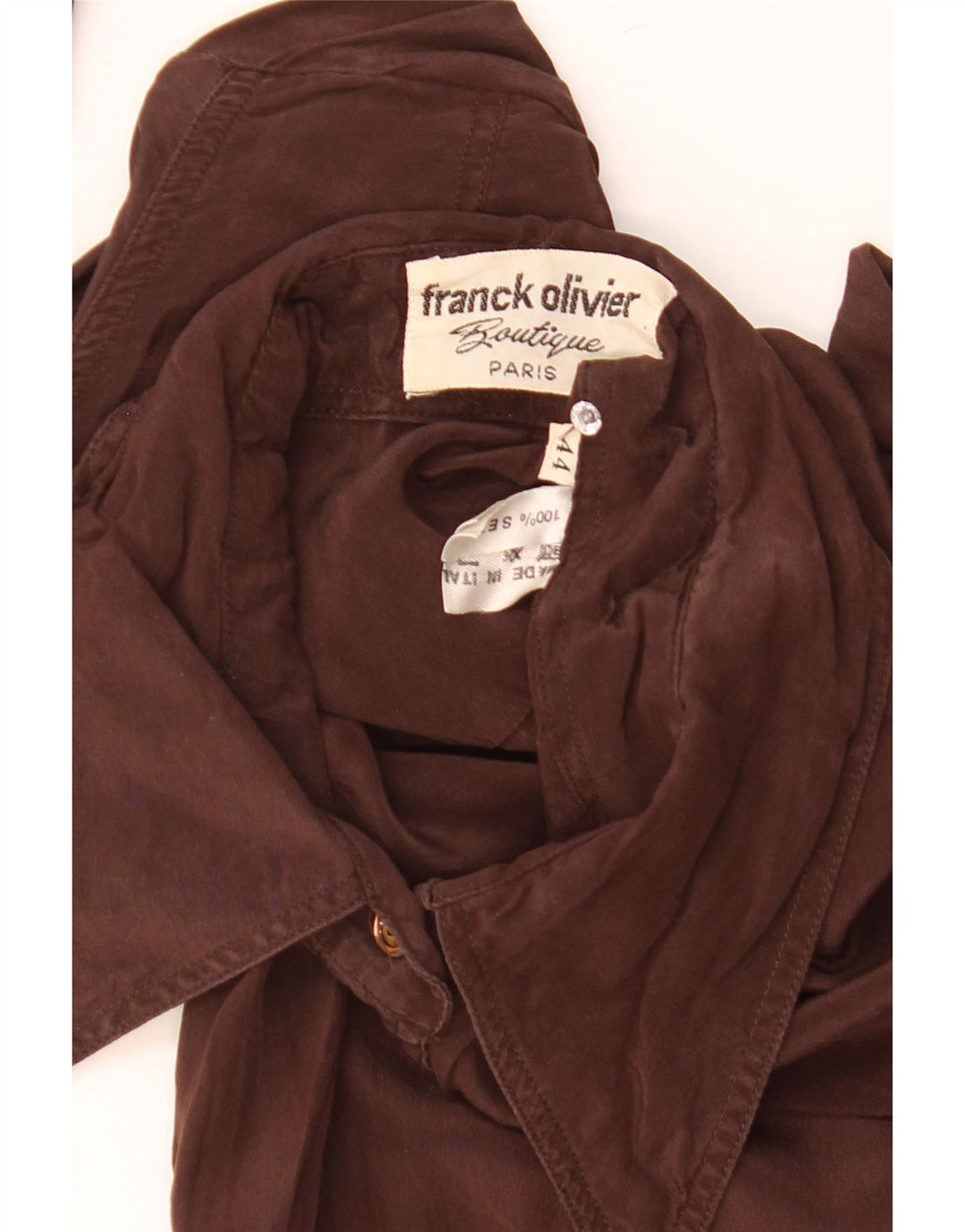 Camisa feminina Franck Olivier IT 44 seda marrom médio