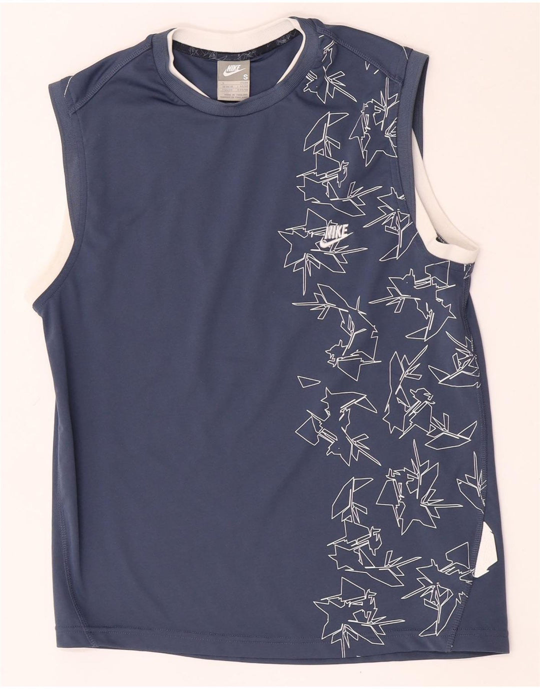 Nike Mens Graphic Vest Top UK 36/38 Pequeno Azul Geométrico Poliéster
