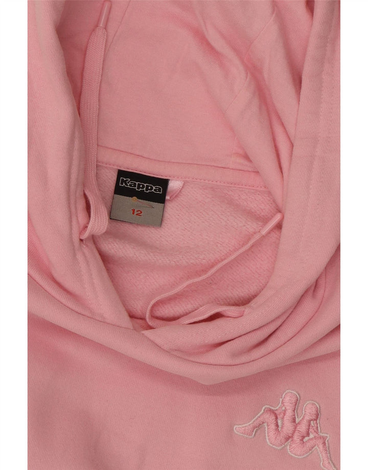 KAPPA Womens Graphic Hoodie Jumper UK 12 Medium Pink Cotton Vintage Kappa and Second-Hand Kappa from Messina Hembry 