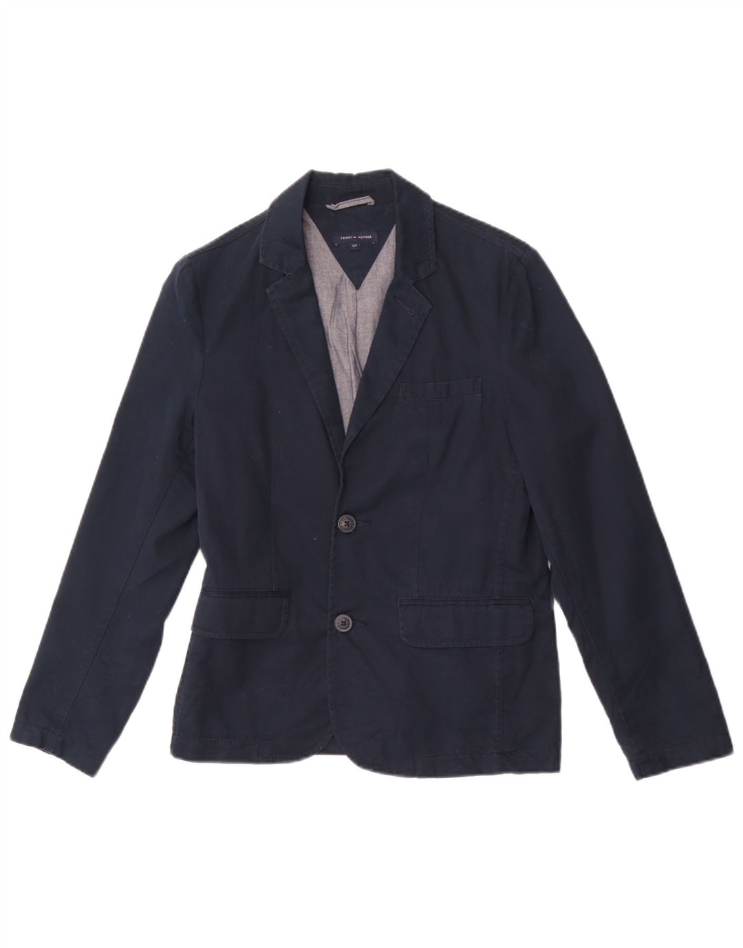 Tommy Hilfiger Jaqueta blazer masculina de 2 botões 14-15 anos azul marinho algodão