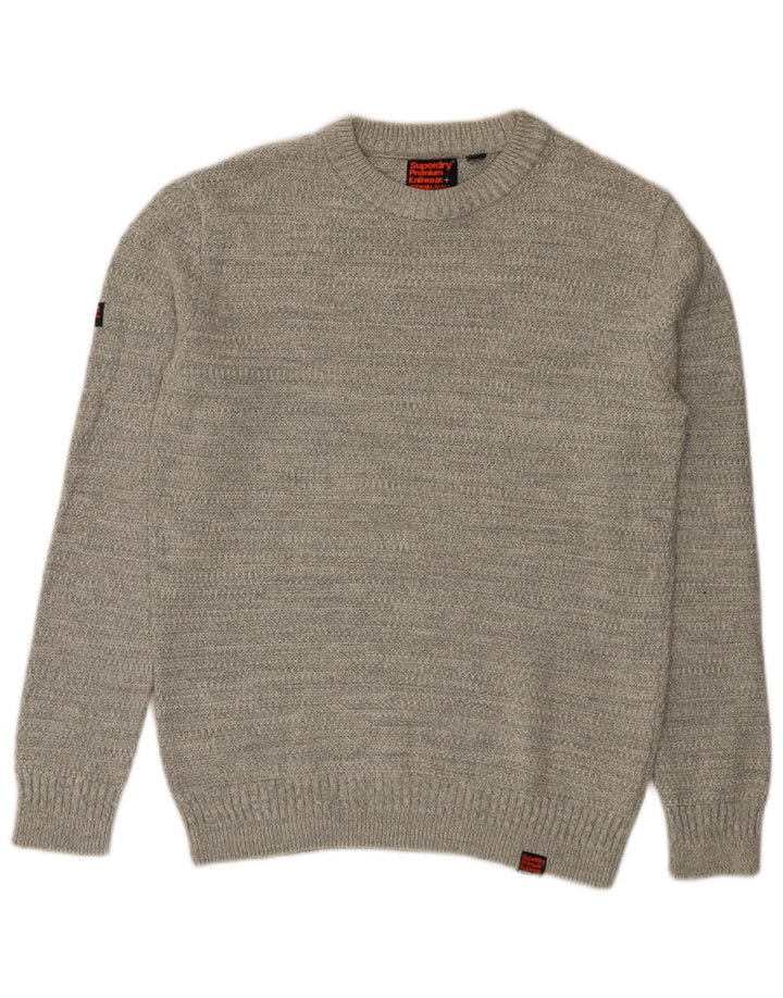 Suéter masculino Superdry com gola redonda e algodão cinza médio