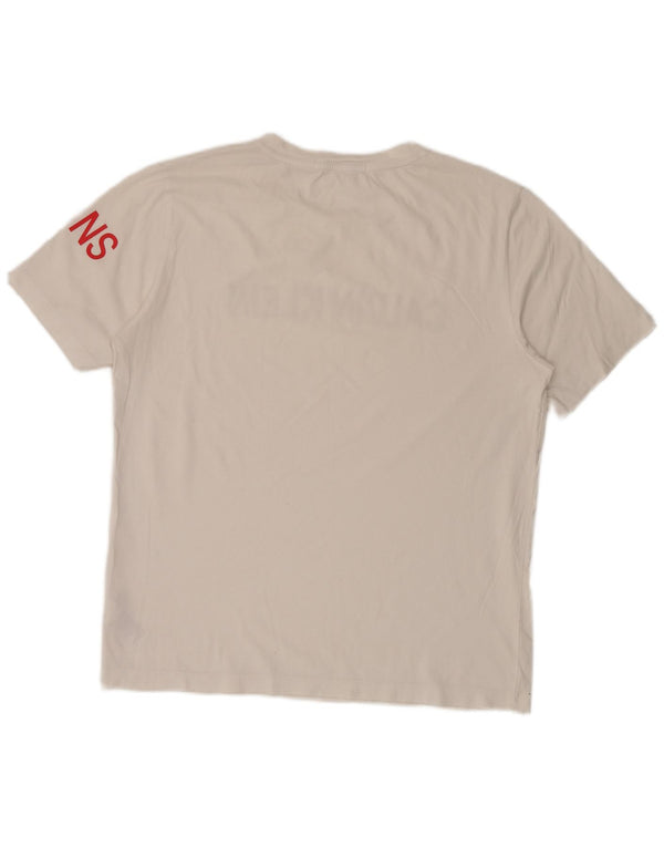Calvin Klein Jeans Camiseta masculina gráfica Top XL algodão branco