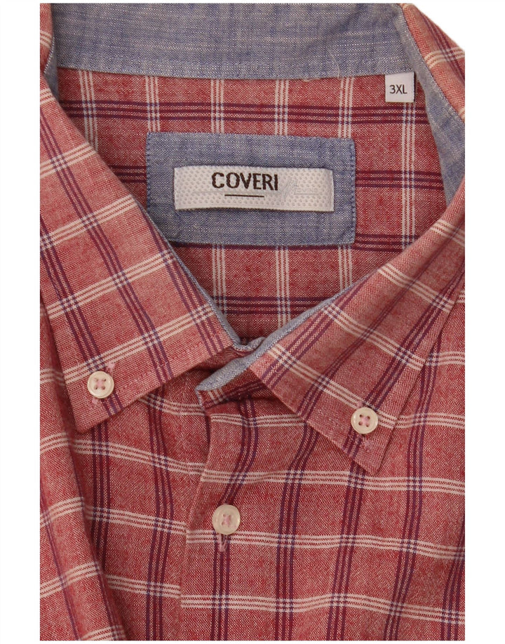 Camisa masculina de manga curta Coveri 3XL xadrez vermelho