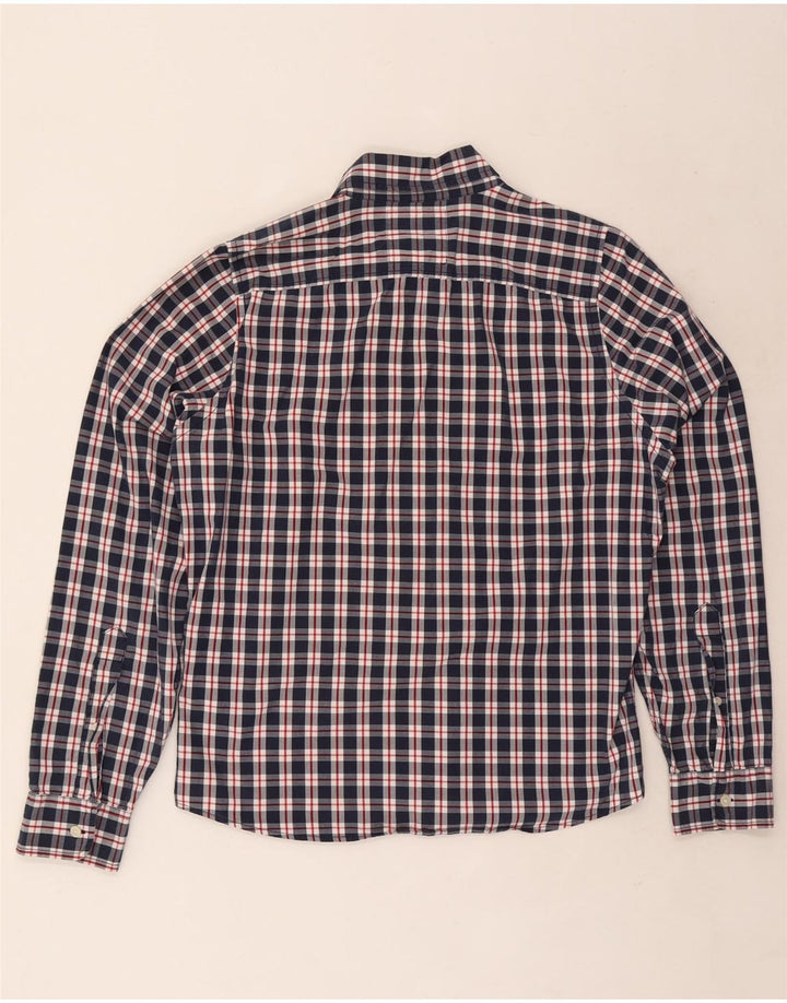 Camisa masculina Hollister grande algodão xadrez azul marinho