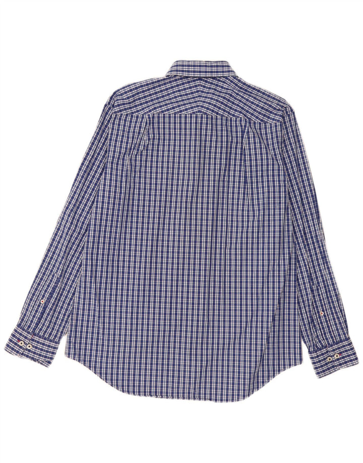 Camisa masculina Charles Tyrwhitt grande algodão xadrez azul