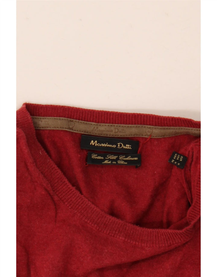 Suéter masculino Massimo Dutti com gola redonda, algodão vermelho médio
