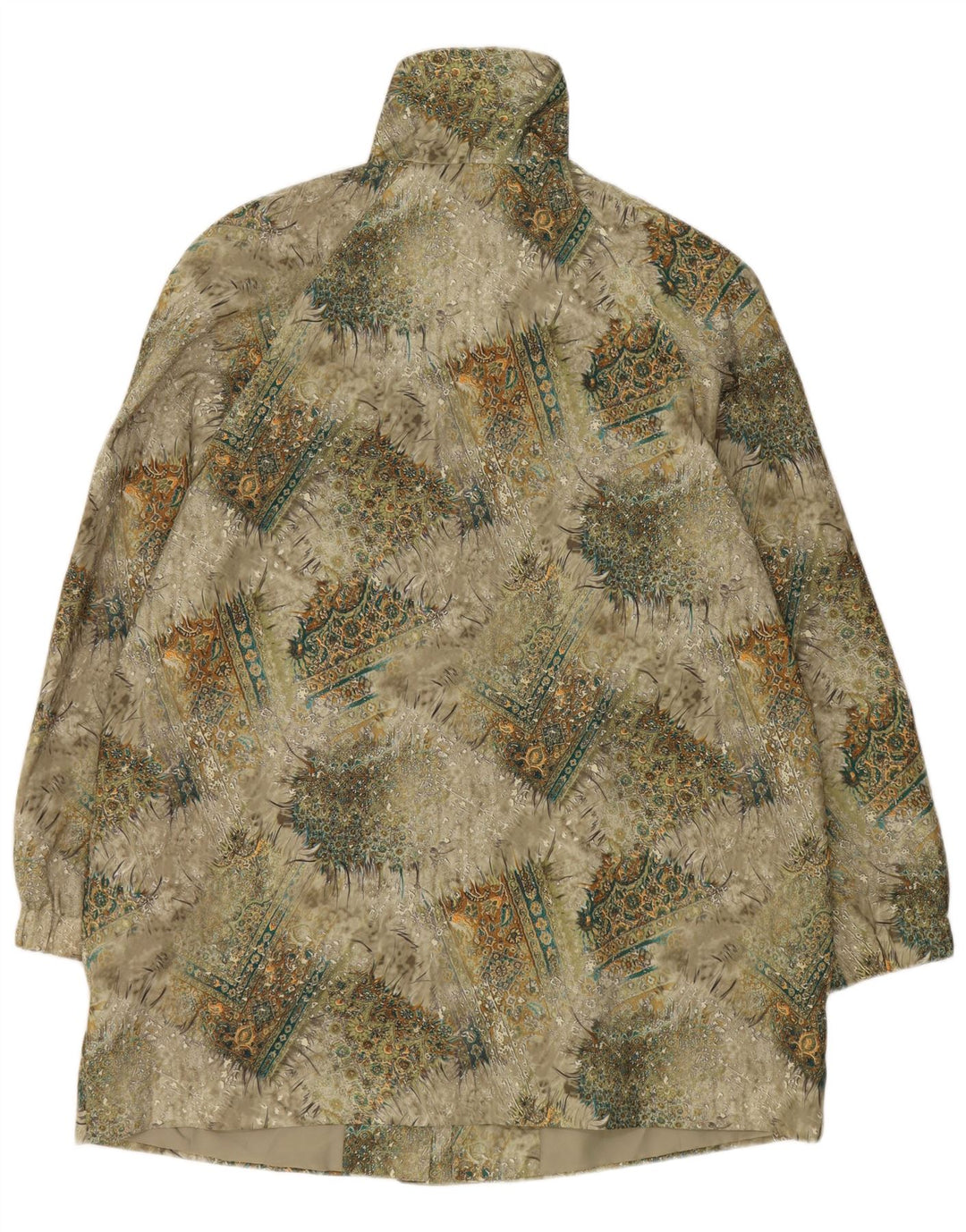 Casaco corta-vento feminino vintage UK 20 2XL poliéster floral verde