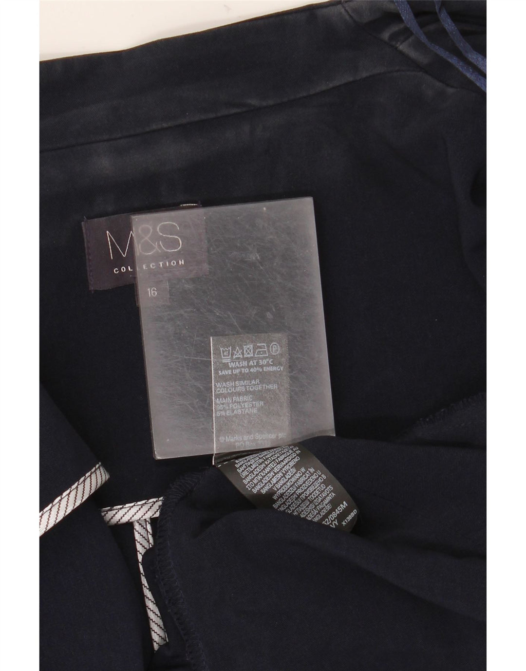 Jaqueta Blazer aberta feminina Marks & Spencer Reino Unido 16 grande poliéster azul marinho