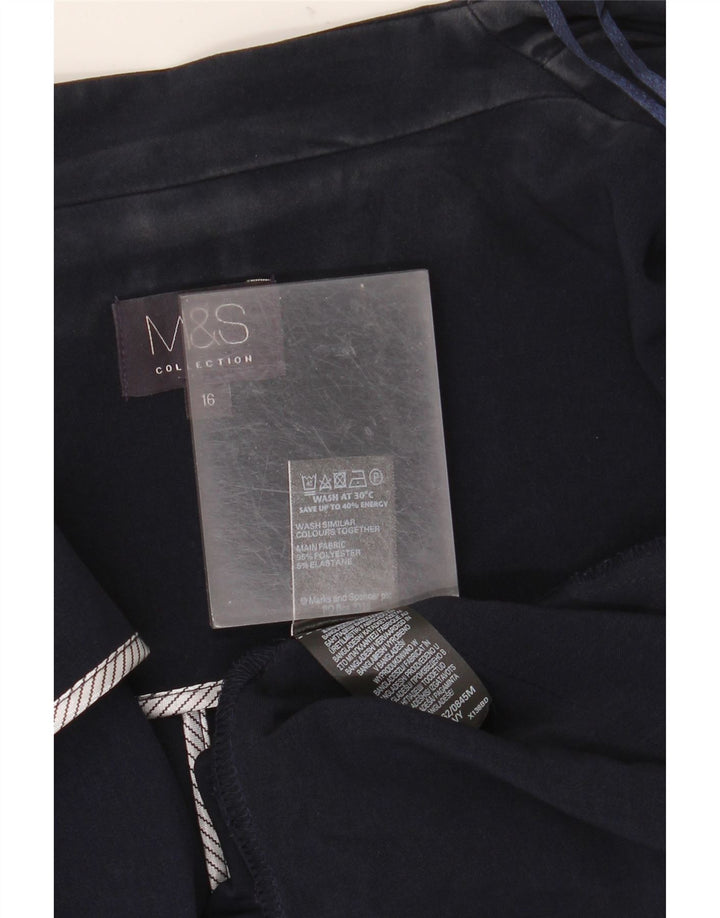 Jaqueta Blazer aberta feminina Marks & Spencer Reino Unido 16 grande poliéster azul marinho