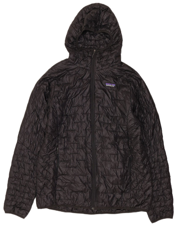 Jaqueta feminina acolchoada com capuz Patagonia UK 18 XL preto nylon