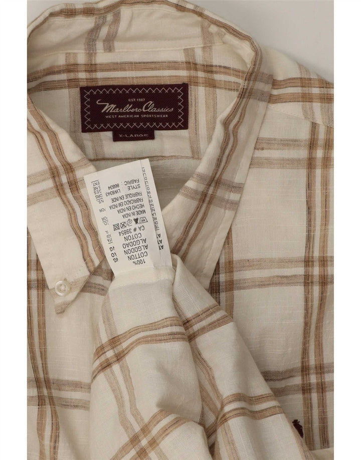 Camisa masculina Marlboro Classics XL branca xadrez algodão