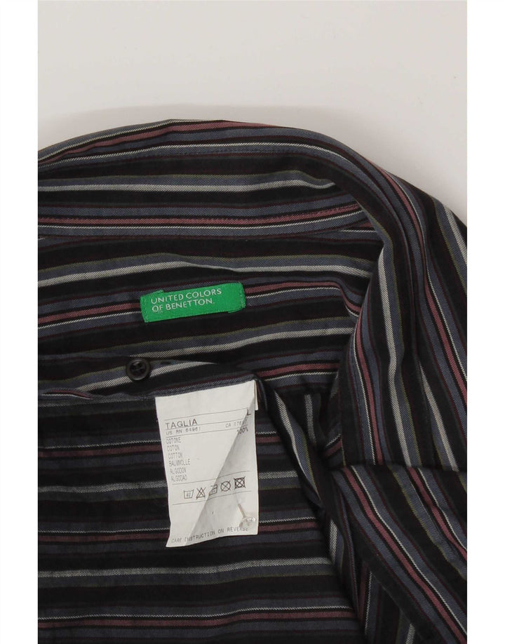 Camisa masculina Benetton grande algodão listrado multicolorido