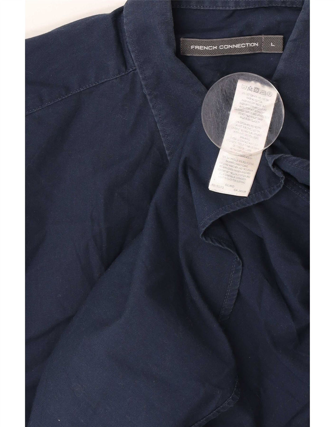 Camisa masculina French Connection grande algodão azul marinho