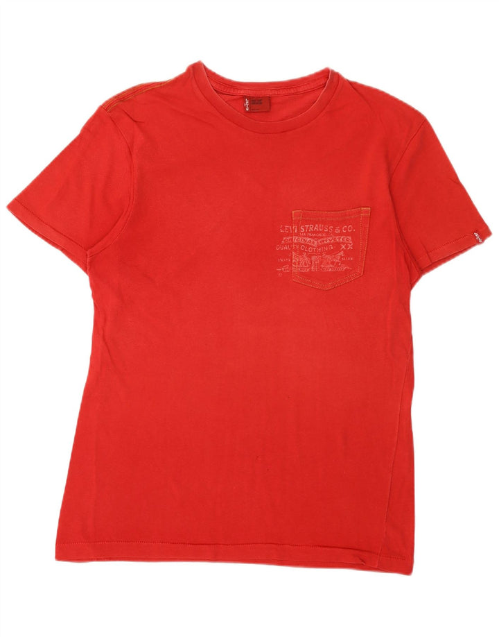 Camiseta feminina gráfica Levi's Top UK 14 algodão vermelho médio
