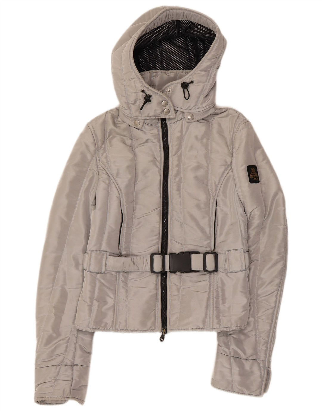 REFRIGIWEAR Womens Cruz Hooded Bomber Jacket UK 14 Large Silver Polyester