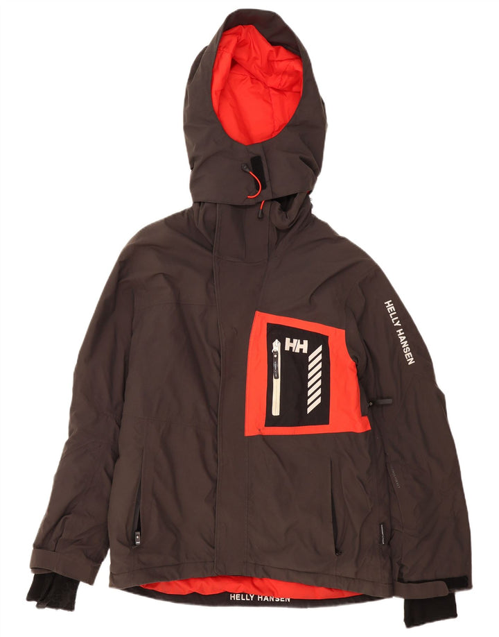 Jaqueta corta-vento masculina Helly Hansen com capuz UK 36 Small Grey Colourblock