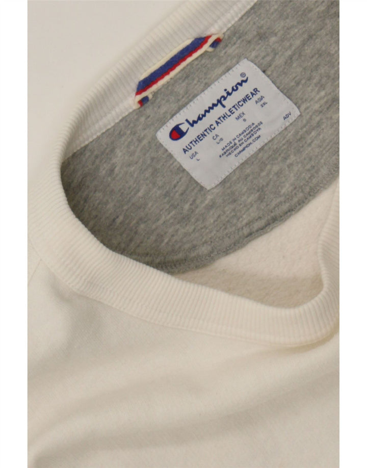CAMPEÃO Moletom Masculino Jumper Grande Algodão Branco