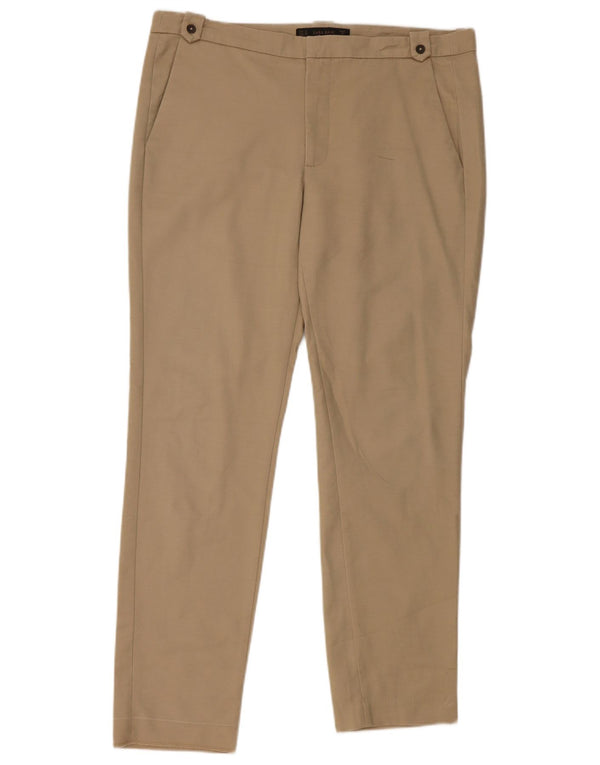 Zara Calça Chino Feminina Slim EU 40 Médio W34 L27 Algodão Bege