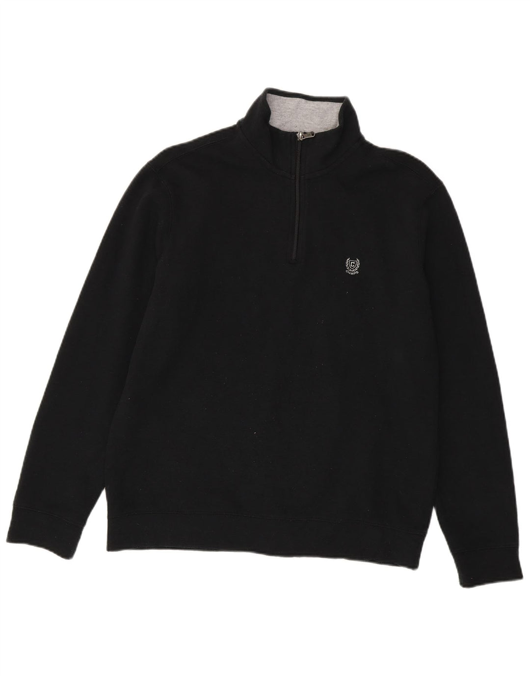 Suéter feminino Chaps com gola e zíper Reino Unido 16 grande algodão preto