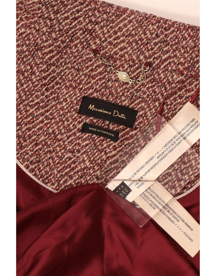Sobretudo feminino Massimo Dutti UK 14 médio vermelho espinha de peixe viscose