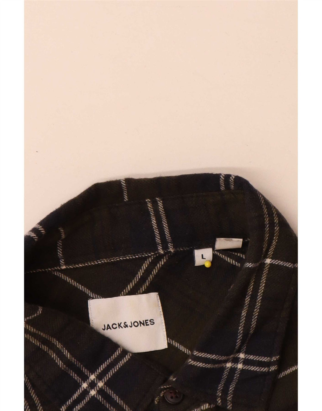 Camisa masculina de flanela Jack & Jones grande algodão xadrez cáqui