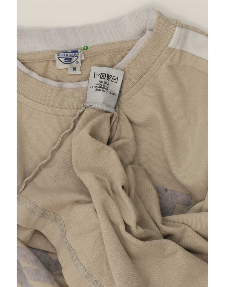 Top gráfico masculino North Sails manga comprida algodão colorblock bege médio