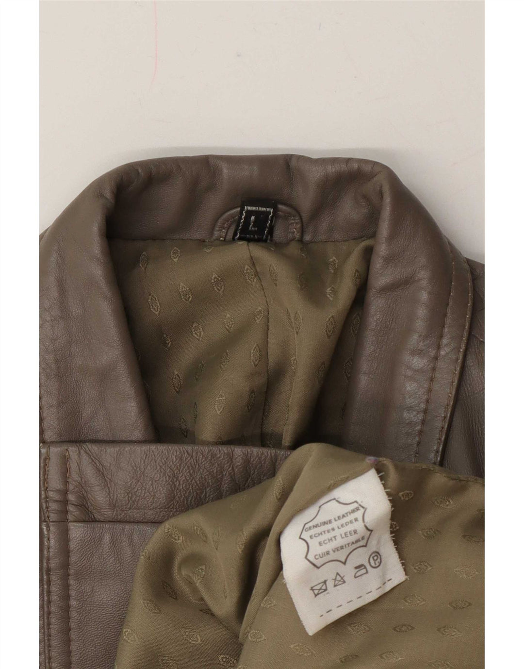 Jaqueta de couro vintage feminina com peito duplo Reino Unido 16 verde grande